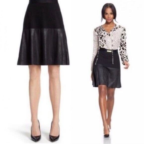 CAbi Dresses & Skirts - Cabi Black Faux Leather Hem A-Line Owens Skirt – Size M